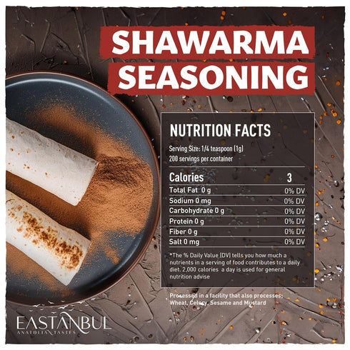 Eastanbul Shawarma Seasoning 7.1oz Shawarma Spice Blend, All-in-One Baharat Spice Blend of Middle Eastern Spices & Mediterranean Spices, Perfect f...